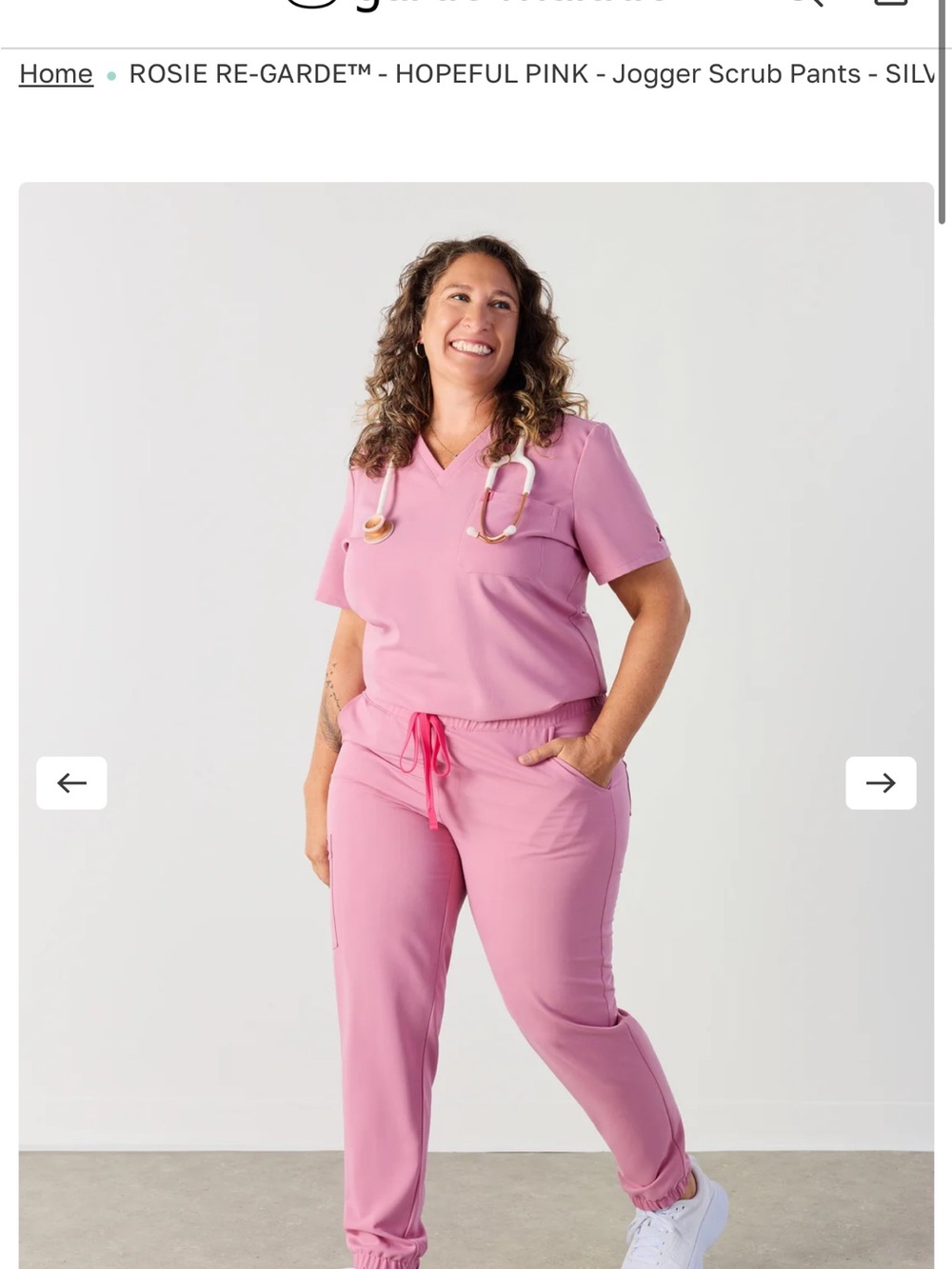 ROSIE Re-Garde™ Hopeful Pink Women's Jogger Scrub Set